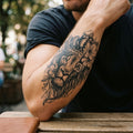 Floral Lion semi permanent tattoo applied on body