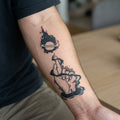 Planet Hand semi permanent tattoo applied on body
