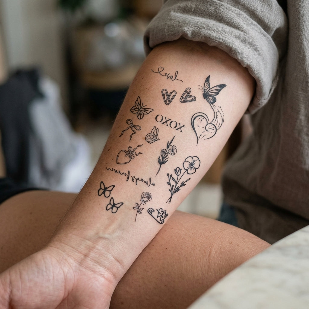 Love Doodles semi permanent tattoo applied on body