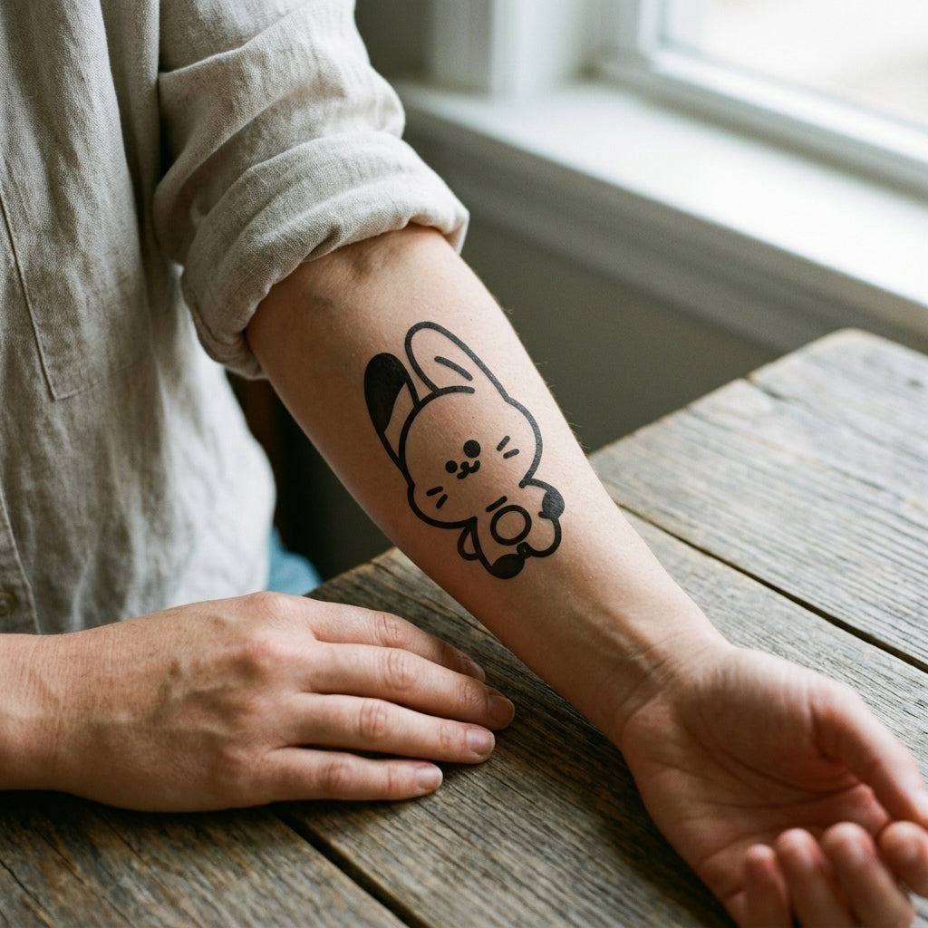 Cute Bunnies semi permanent tattoo applied on body
