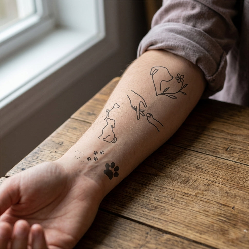 Minimal Hands semi permanent tattoo applied on body
