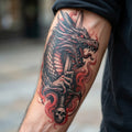 Dragon Skull semi permanent tattoo applied on body