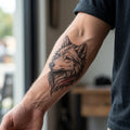 Scarred Wolf semi permanent tattoo applied on body