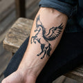 Pegasus semi permanent tattoo applied on body
