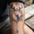 Cat Antlers semi permanent tattoo applied on body