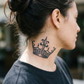 Neck Crown semi permanent tattoo applied on body