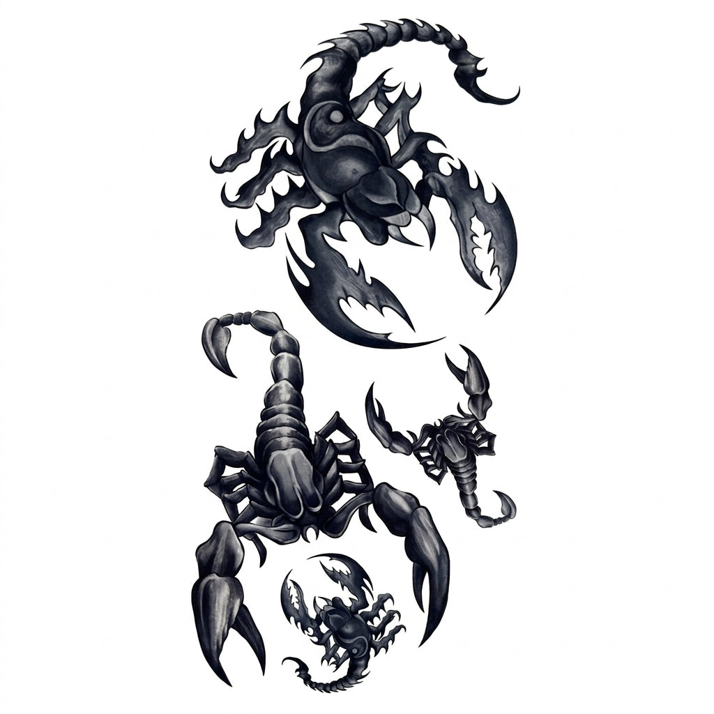 Black Scorpion semi permanent tattoo design