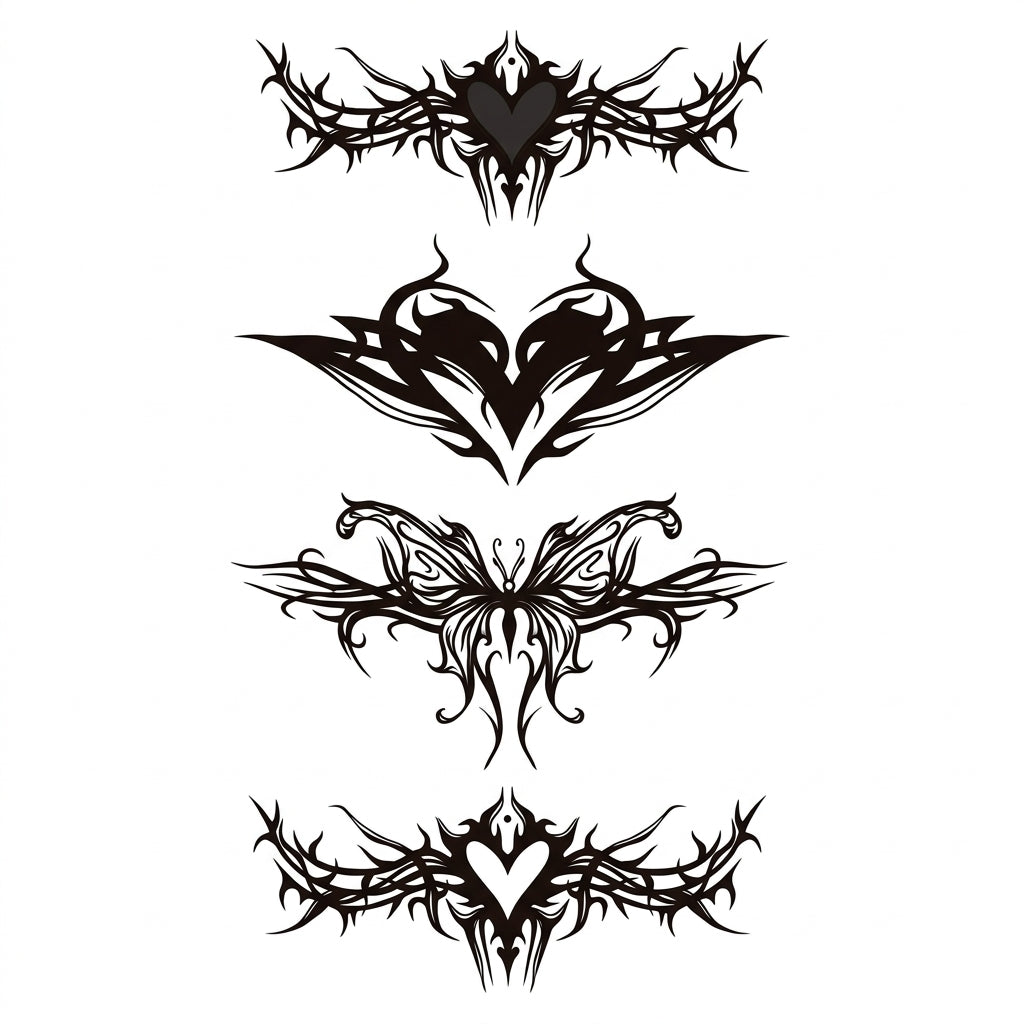 Thorn Hearts semi permanent tattoo design