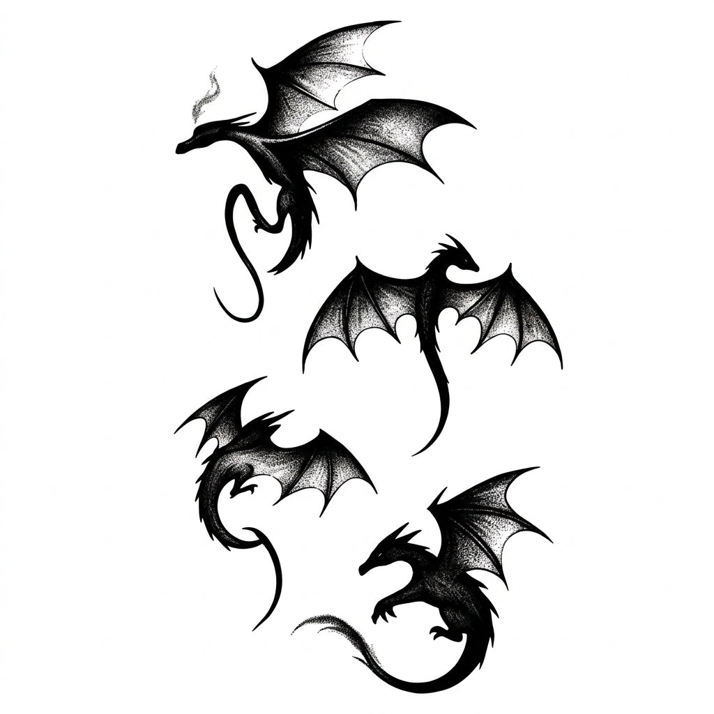 Black Dragons semi permanent tattoo design