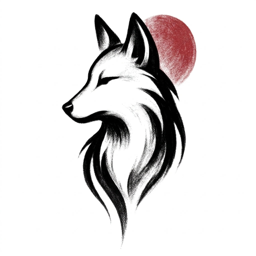 Fox Sun semi permanent tattoo design