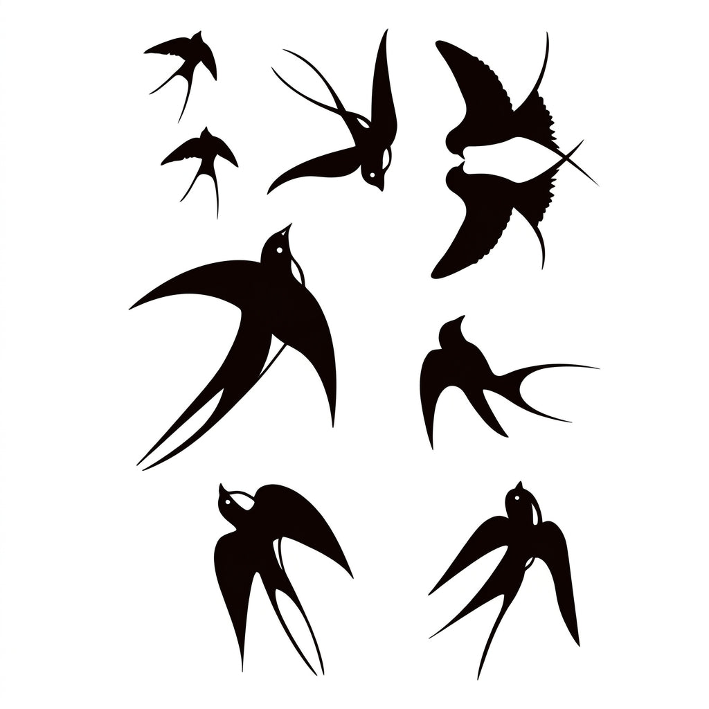 Swallows semi permanent tattoo design