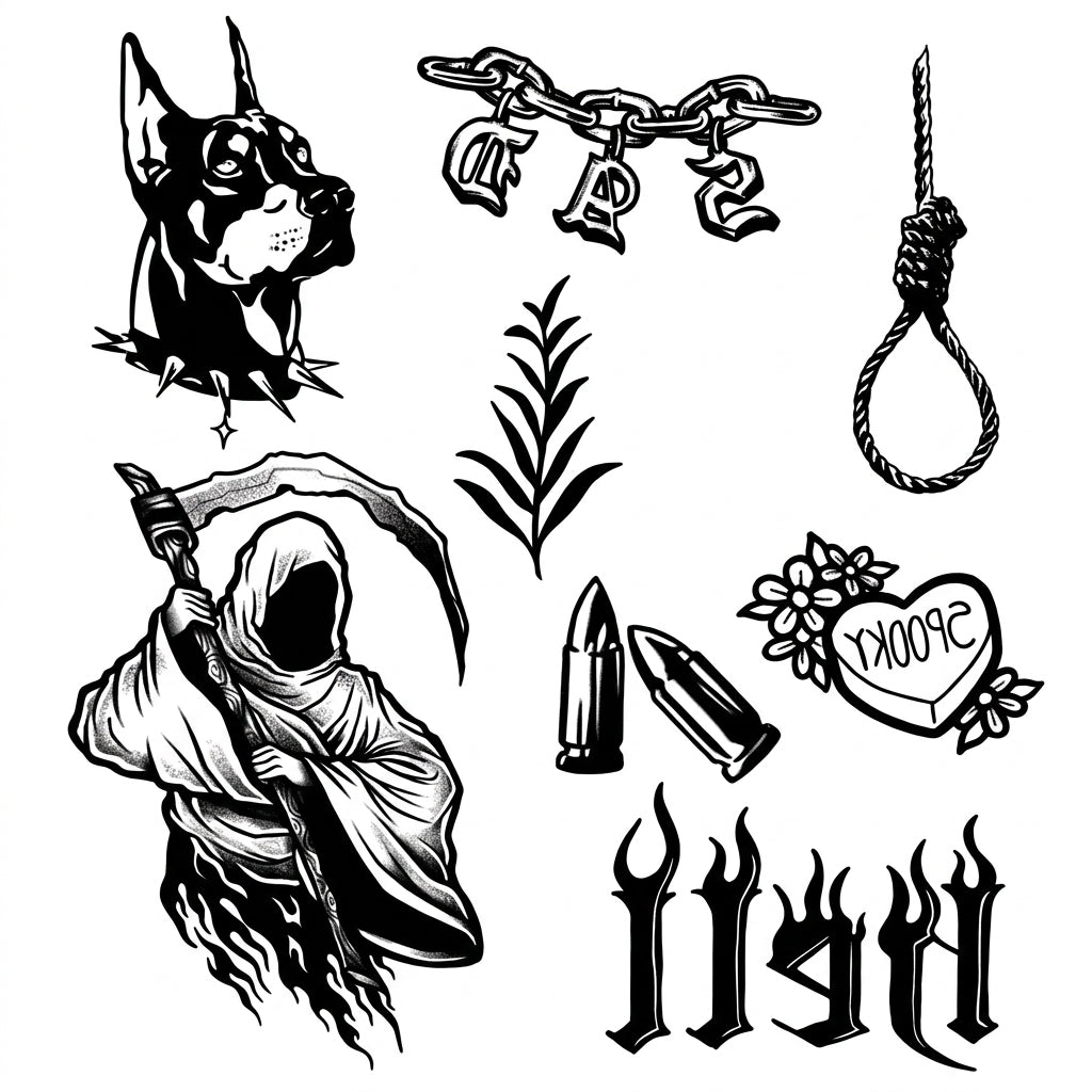 Grim Reaper semi permanent tattoo design