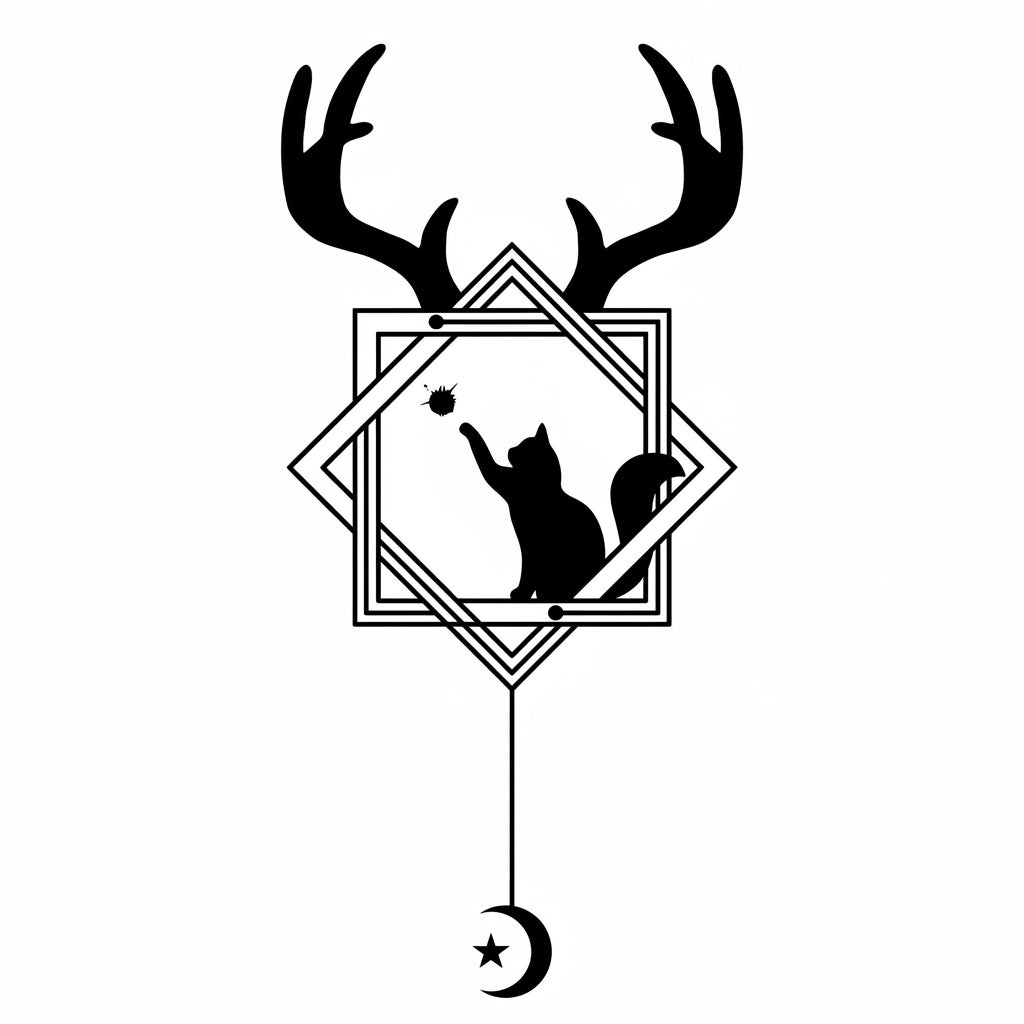 Cat Antlers semi permanent tattoo design