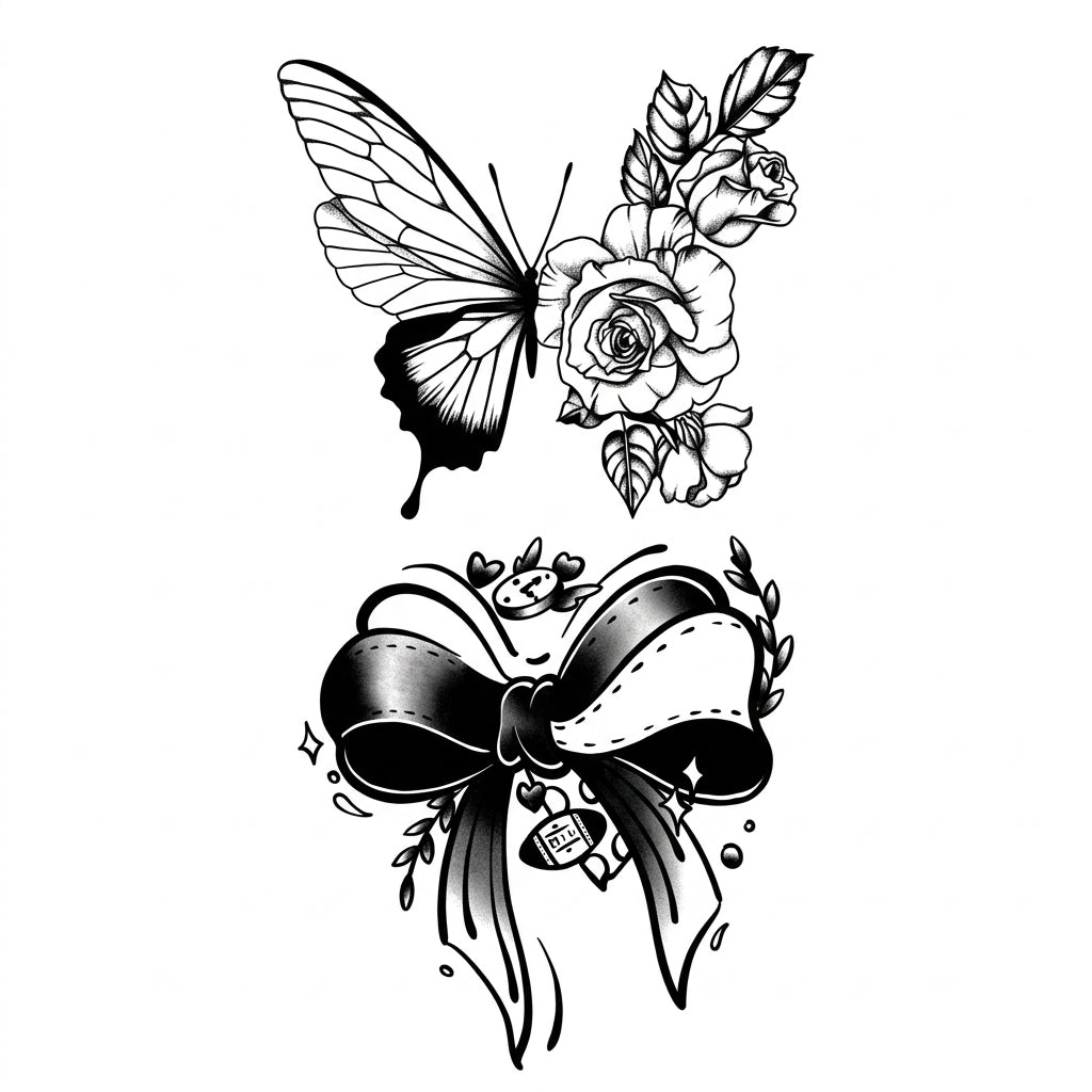 Butterfly Bow semi permanent tattoo design