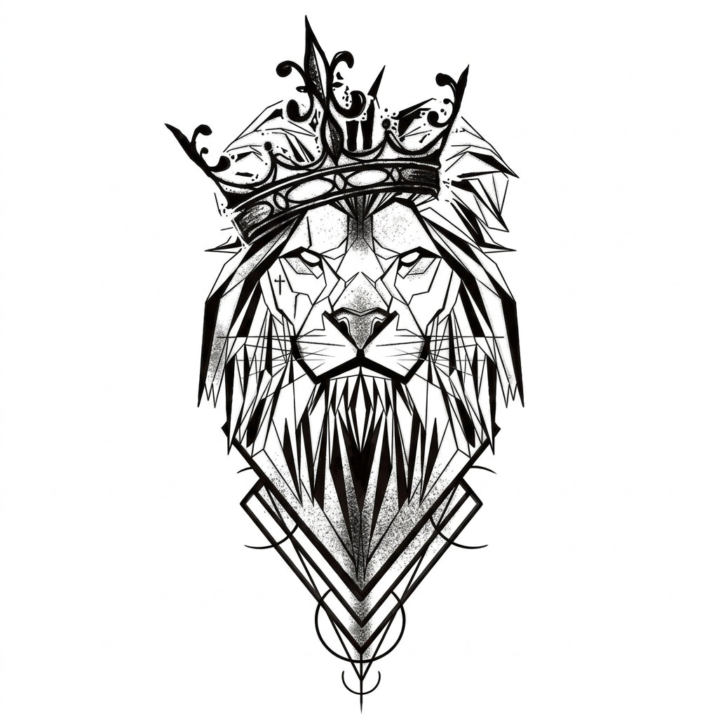 Geometric Lion semi permanent tattoo design